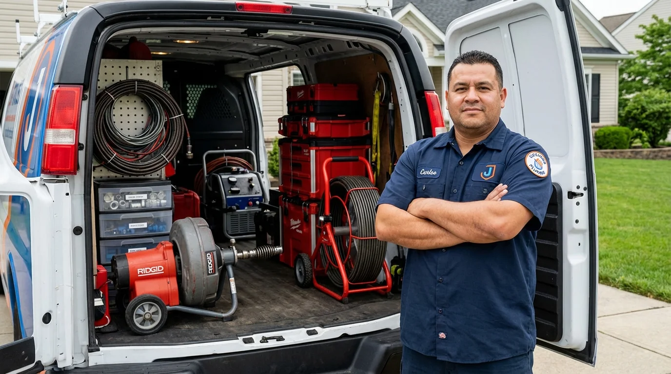 Professional drain cleaning equipment and Johns Plumbing LLC plumber in Pender